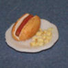 Dollhouse Miniature Hot Dog Plate with Chips, 1/2